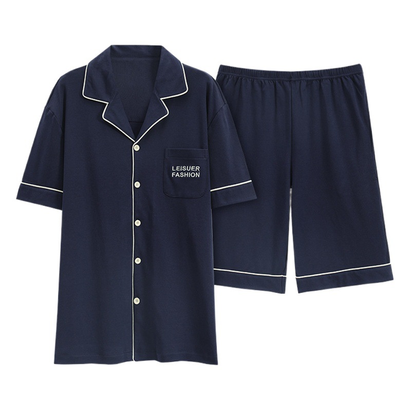 Pijamas de algodón para hombres de verano nuevo de manga corta casual cómodo suelto más tamaño ropa de abrigo homewear traje Delgado