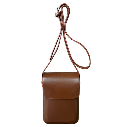  niche versatile vertical style Japanese and Korean coin mobile phone bag simple box bag retro men's and women's texture crossbody bag trend