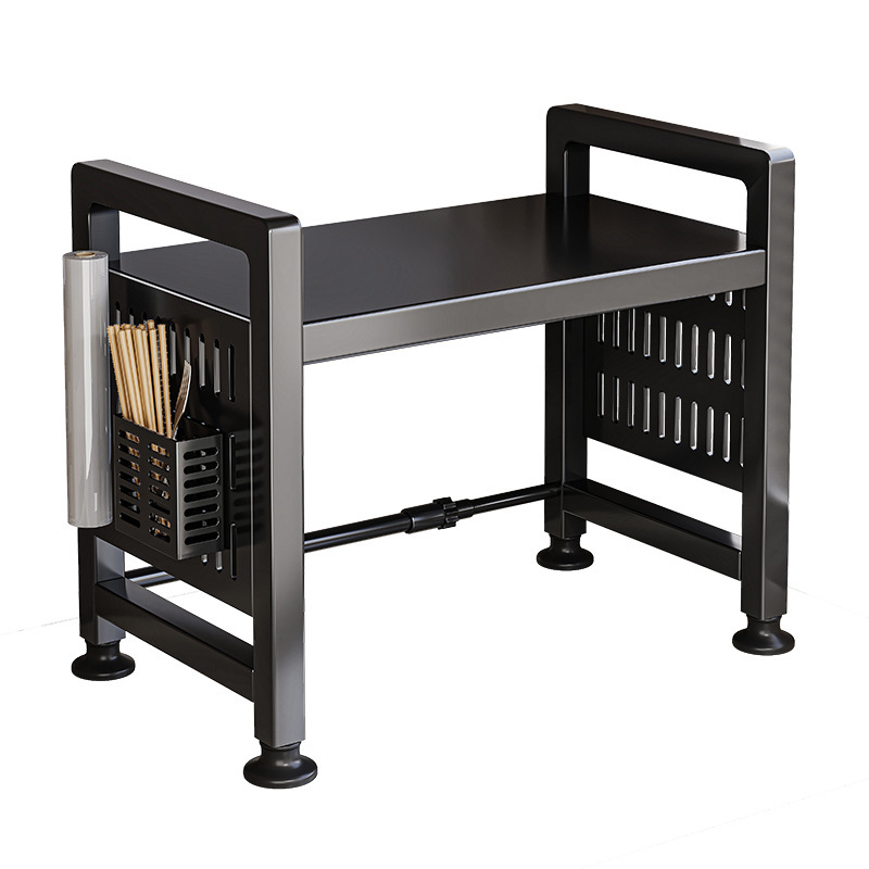 Estante para horno microondas de cocina retráctil, soporte para horno, encimera de doble capa para el hogar, estante de almacenamiento para olla arrocera de escritorio