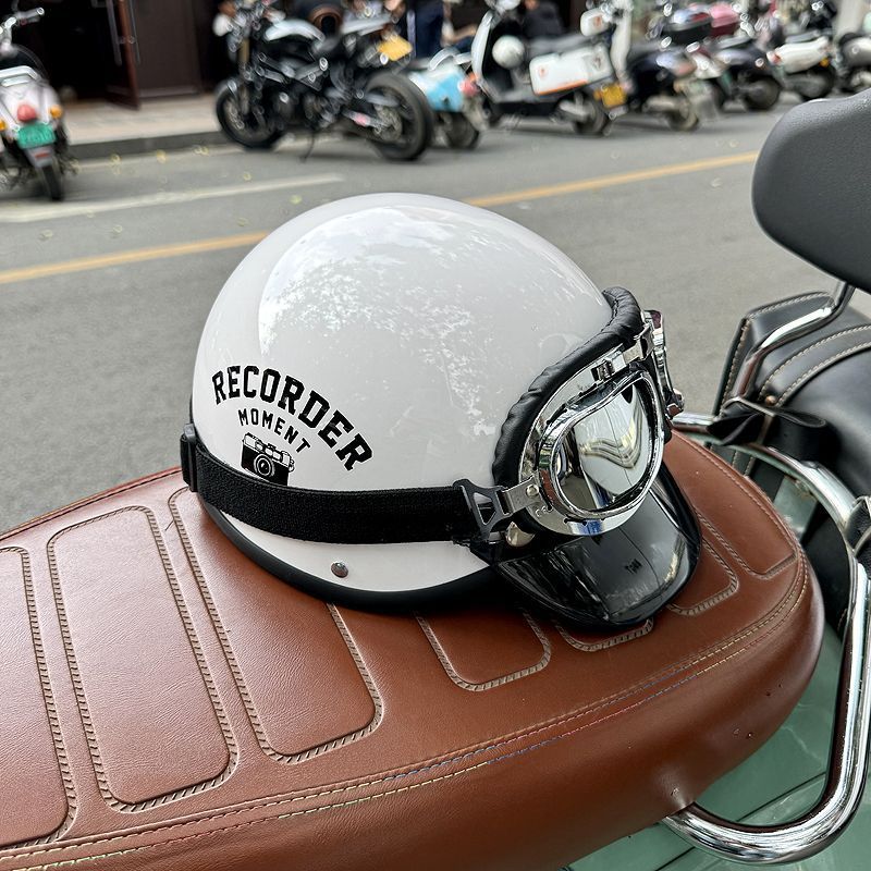Retro Motorcycle Electric Vehicle Helmet 3C Certified Men Women Scooter Summer Harley Half Helmet