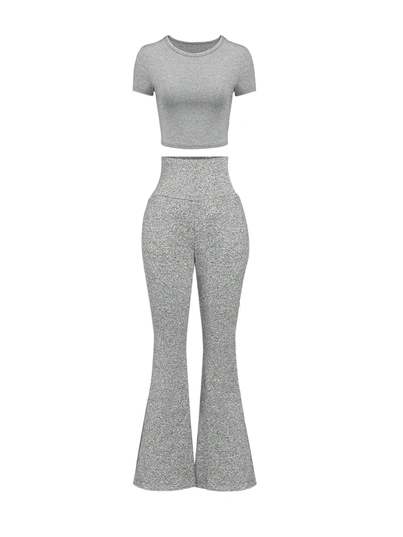 Women's Clothing High-Waisted Flared Pants Women's Spring/Summer Casual Sportswear Cropped Short-Sleeved Multi-Occasion Style_ecoleips.com