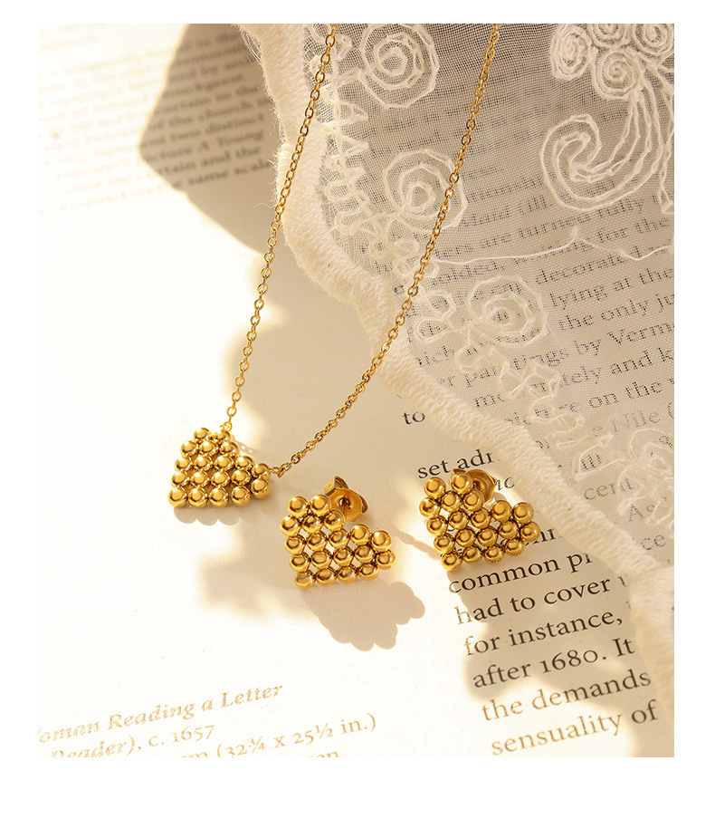 Heart Shape Pattern Women'S Gender Wholesale Jewelry Simple Style Heart Shape 304 Stainless Steel 18K Gold Plated Plating Hollow Out Earrings Necklace