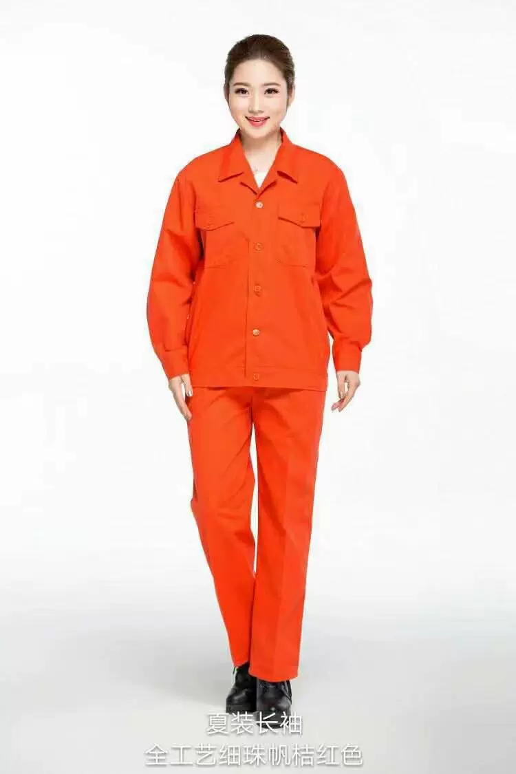 纯棉夏季工作服长短袖透气工厂车间定制logo工衣服蓝色汽修劳保服