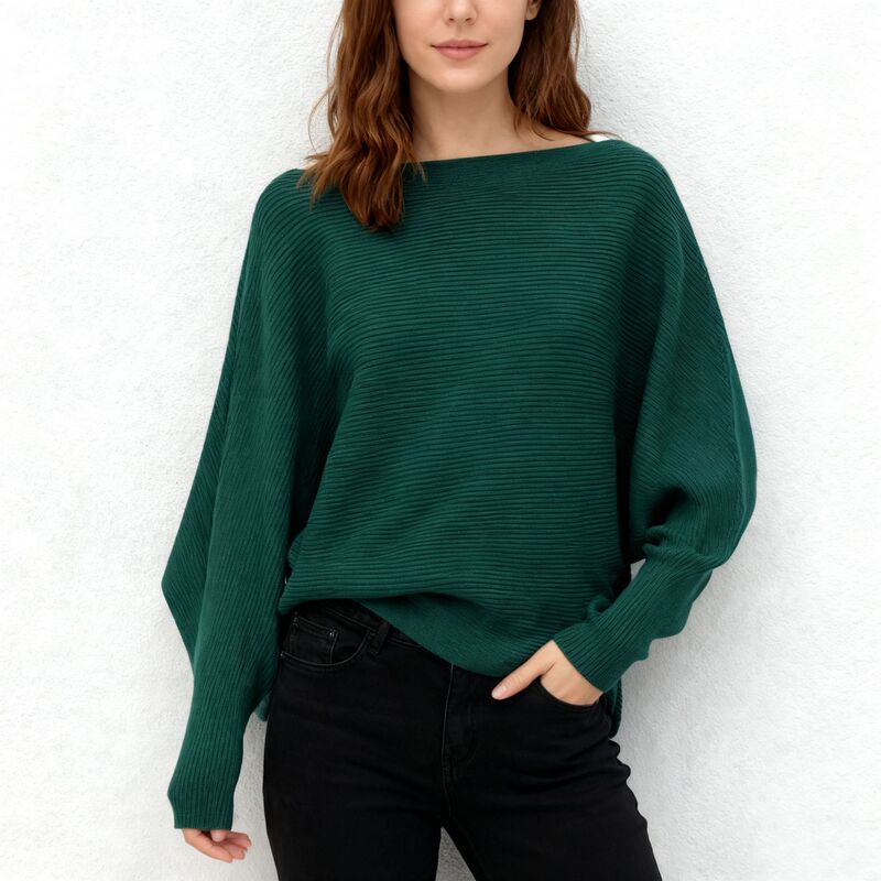 International Station Spot European and American Foreign Trade One-Line Collar Bat Sleeve Loose Knitted Sweater for Women Amazon Aliexpress International Station Spot European and American Foreign Trade One-Line Collar Bat Sleeve Loose Knitted Sweater for Women Amazon Aliexpress