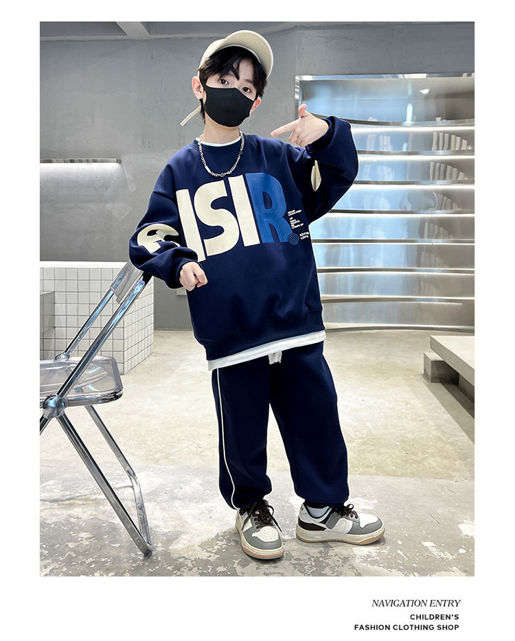 Boys' Spring and Set 2023 New Sports Children's Autumn Dress Handsome Mid sized Big Boy Trendy Cool Sweater_voghion.com