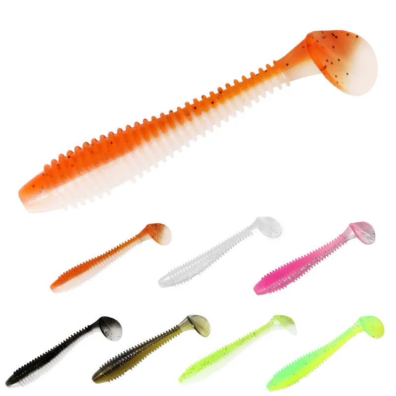 Двухцветная резьба T хвост поддельная приманка T хвост мягкая приманка мягкая приманка