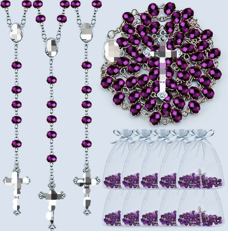 Transfronterizos azul púrpura cristal cuentas rosario collar DIY suéter cadena joyas accesorios de aguja curva regalos decorativos image 7