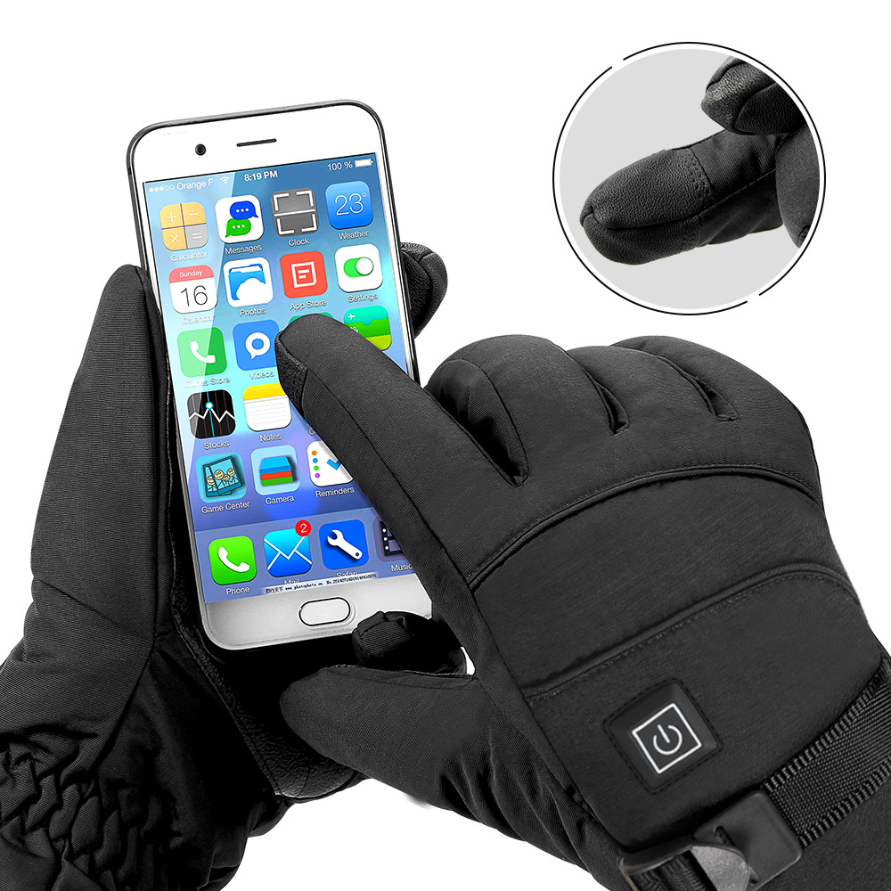Guantes de calefacción, protección contra el frío de invierno, pantalla táctil, a prueba de viento, impermeable, cálidos, guantes de ciclismo en motocicleta, guantes de esquí, calefacción