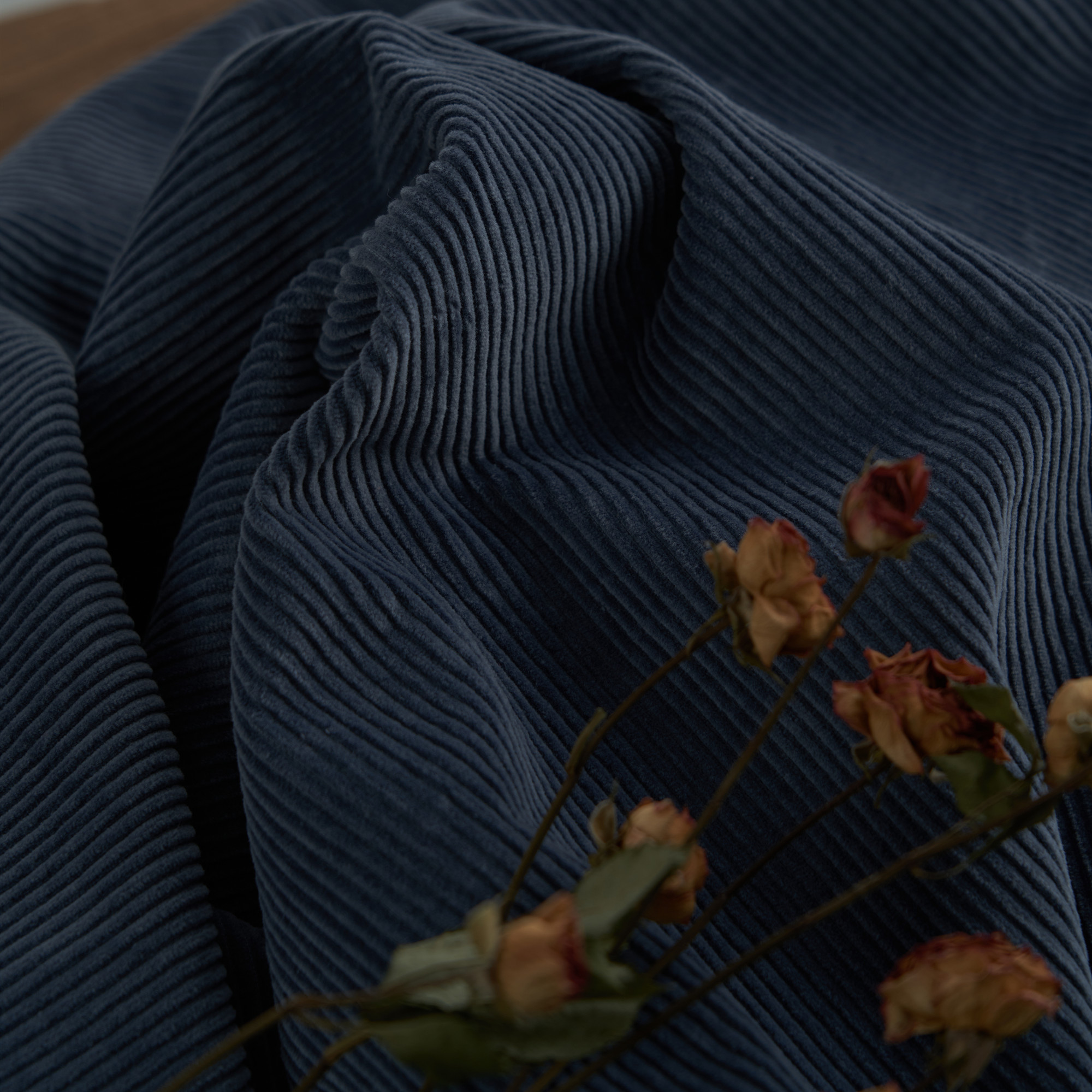 【烟蓝】秋冬加厚砂洗全棉紫色灯芯绒风衣外套裤子马甲服装面料