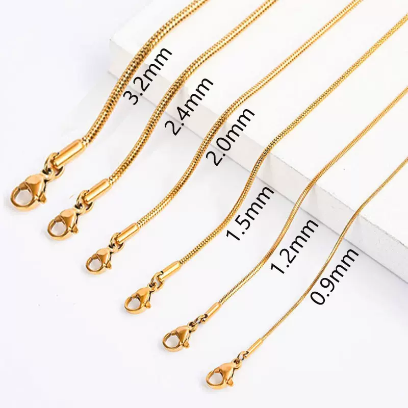 跨境钛钢圆蛇链素链不掉色欧美夏季简约个性不锈钢蛇骨链男项链女