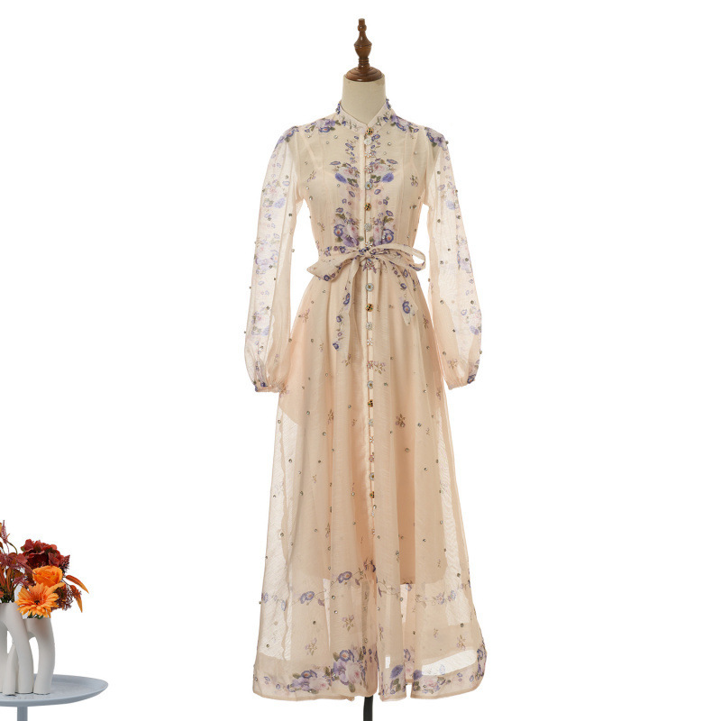Cross-Border 2026 Spring/Summer New Style Floral Diamond Long Dress with Large Hem, 2-Piece Set in 4 Colors Cross-Border 2026 Spring/Summer New Style Floral Diamond Long Dress with Large Hem, 2-Piece Set in 4 Colors