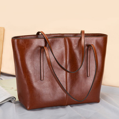 Guangzhou women's bag 2024 new large bag women's fashion shoulder bag commuter tote bag cowhide handheld large capacity women's bag
