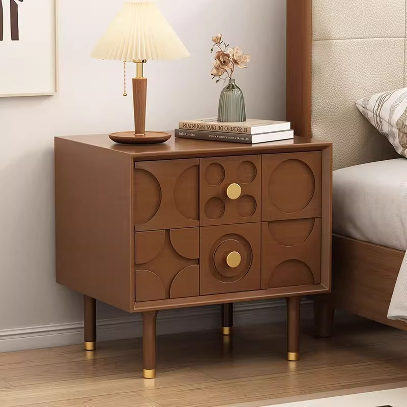Creative Nordic Bedside Table, Simple Modern Retro Style Bedside Table, Antique Style Storage Small Cabinet, Carved Bedside Table