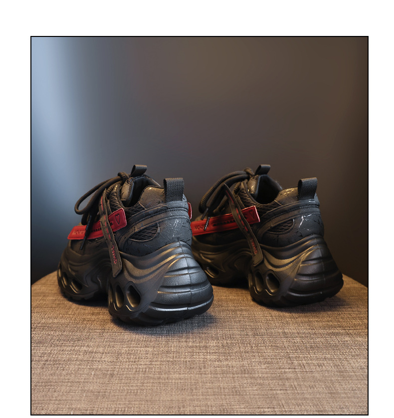 Giày sneaker nữ đế dày tăng chiều cao kiểu lỗ thời thượng — màu đen chi tiết 9