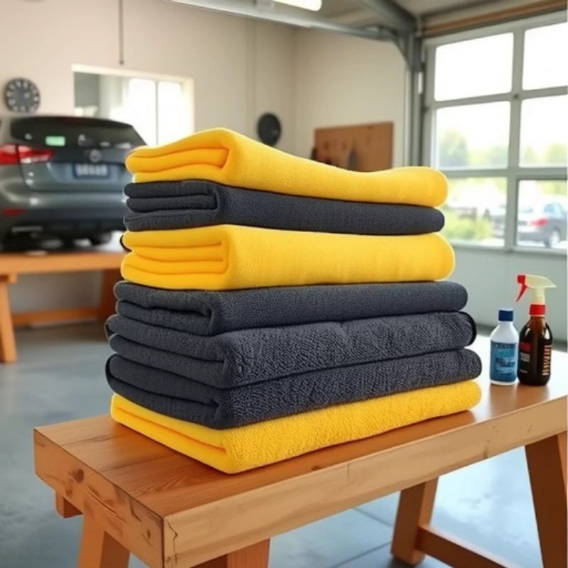 400 gramos de toalla de limpieza de automóviles gris y amarillo, toalla especial para limpieza de automóviles de lana de coral de alta densidad