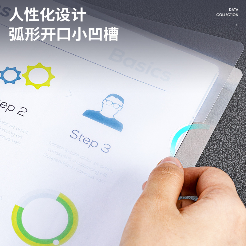 A4 carpeta de varilla de extracción transparente, material de plástico, abrazadera de papel de prueba, varilla de extracción de gota de agua, bolsa de archivos de suministros de oficina