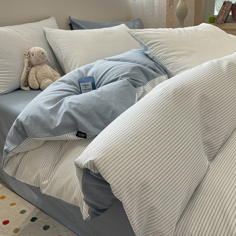 Algodón simple de cuatro piezas de algodón 2025, nueva sábanas cubiertas de ropa de cama dormitorio tres piezas