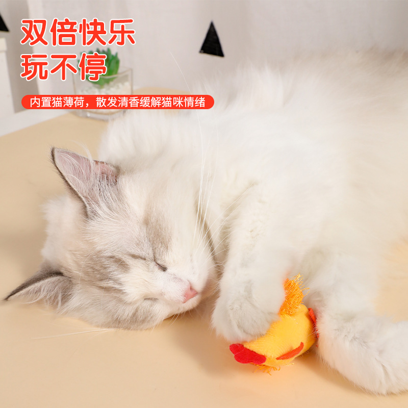 Mascota gato juguete molar resistente a la mordedura tarjeta colgante pipitao simulación electrónica sonido pollo rana Bola de juguete suministros