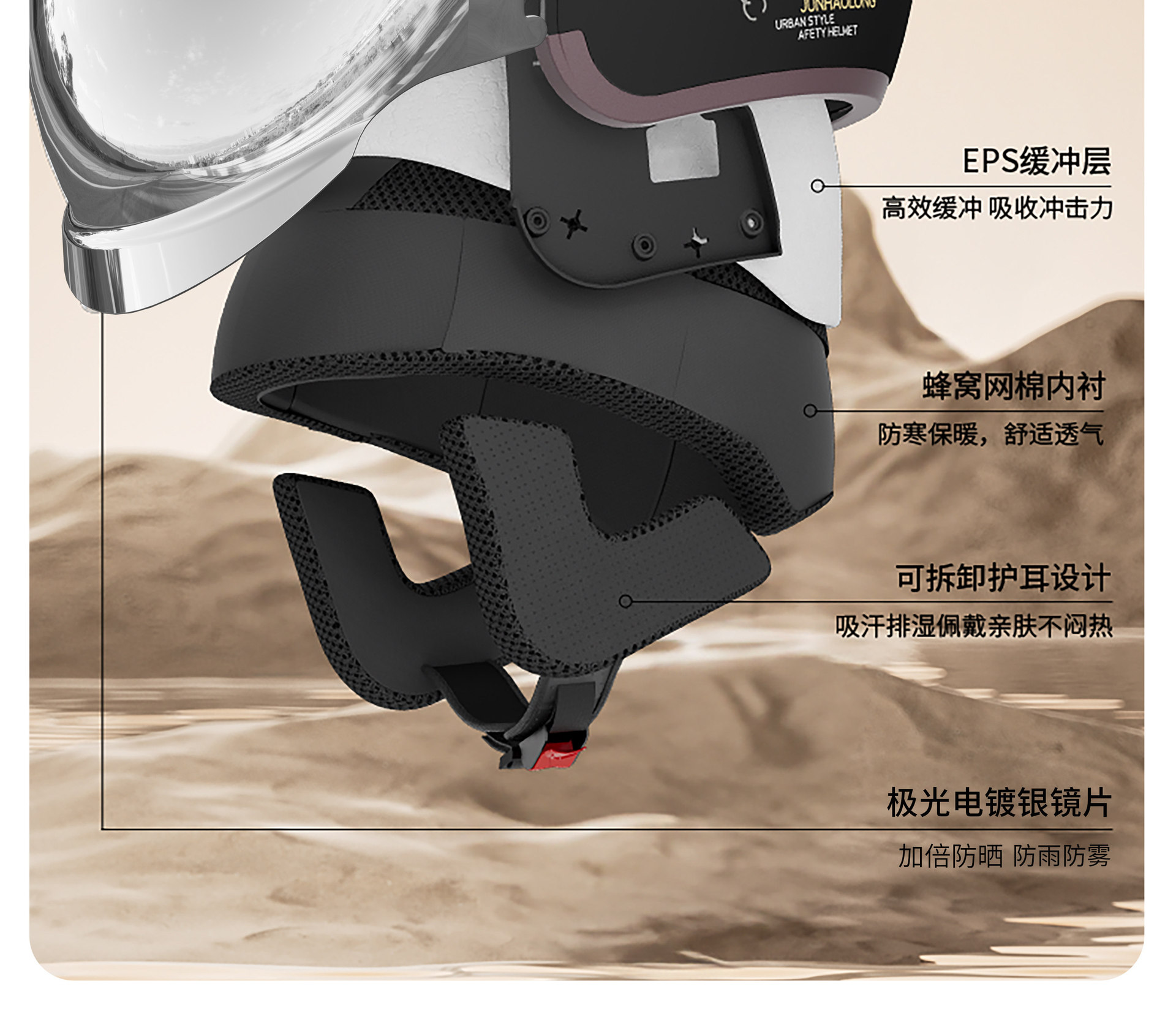 3C Certified Electric Vehicle Helmet with Internal Push-Type Hidden Design, Unisex, All-Season Half Helmet, Silver-Plated Cycling Safety Helmet for Delivery