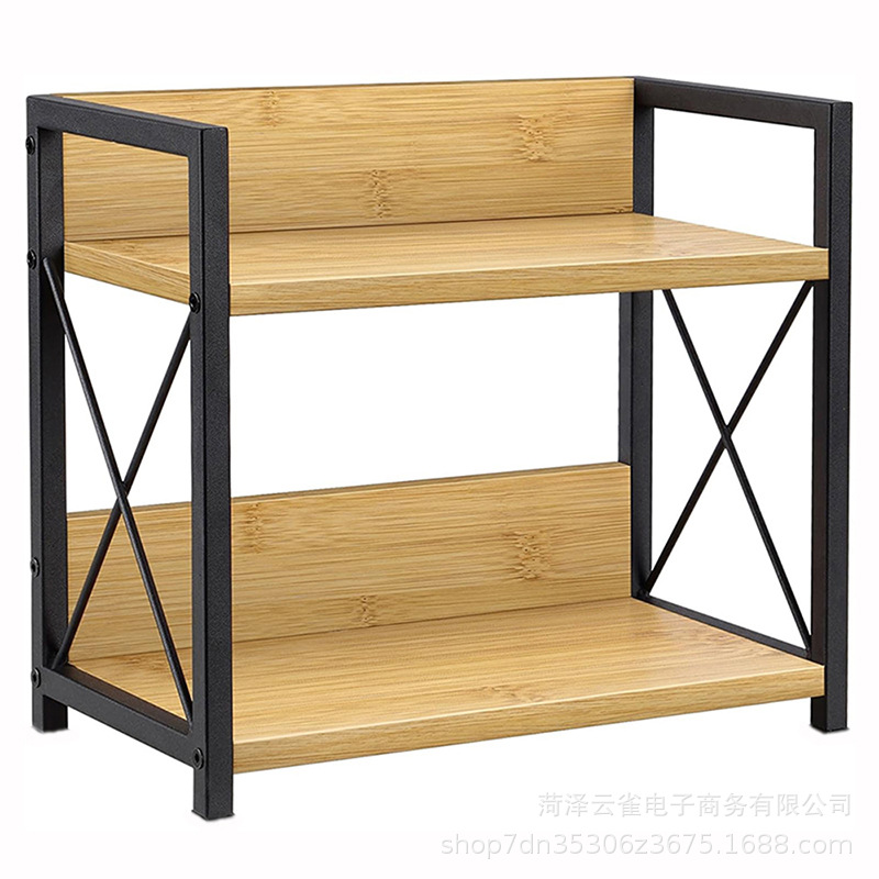 Two-layer spice rack wood grain color