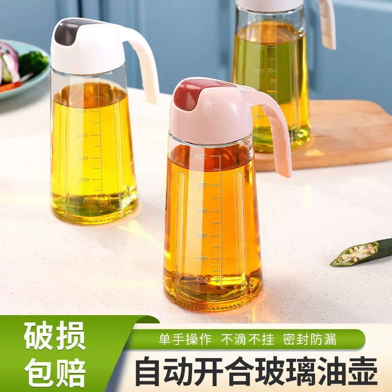 Automatic foldable glass hermetic big oil dispenser, bottle