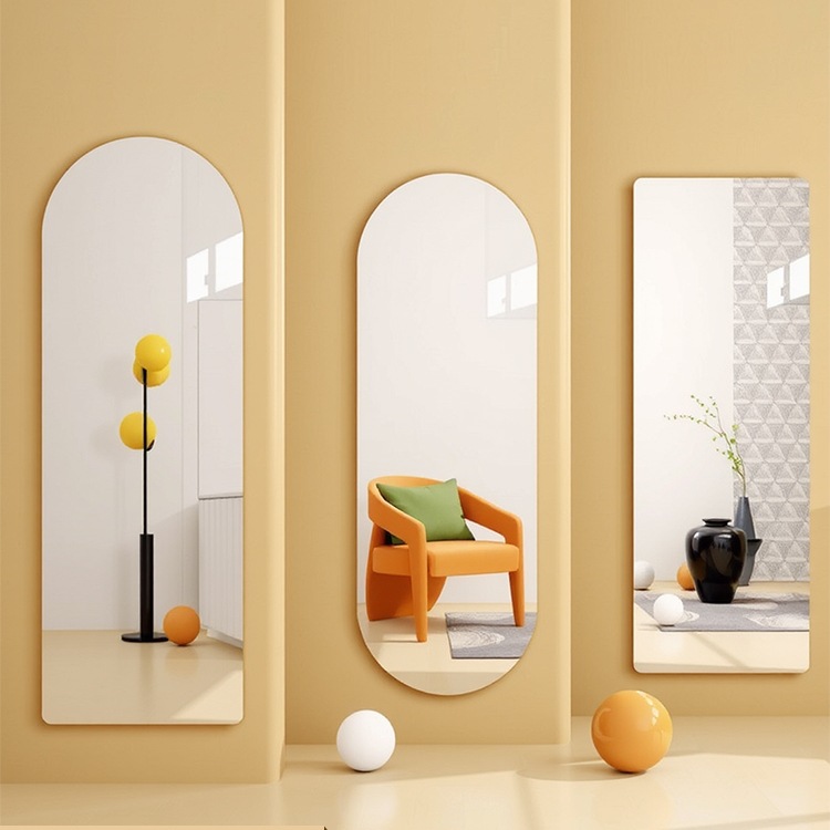 北欧高清玻璃全身穿衣镜子贴墙自粘家用女生卧室宿舍试衣镜贴柜门