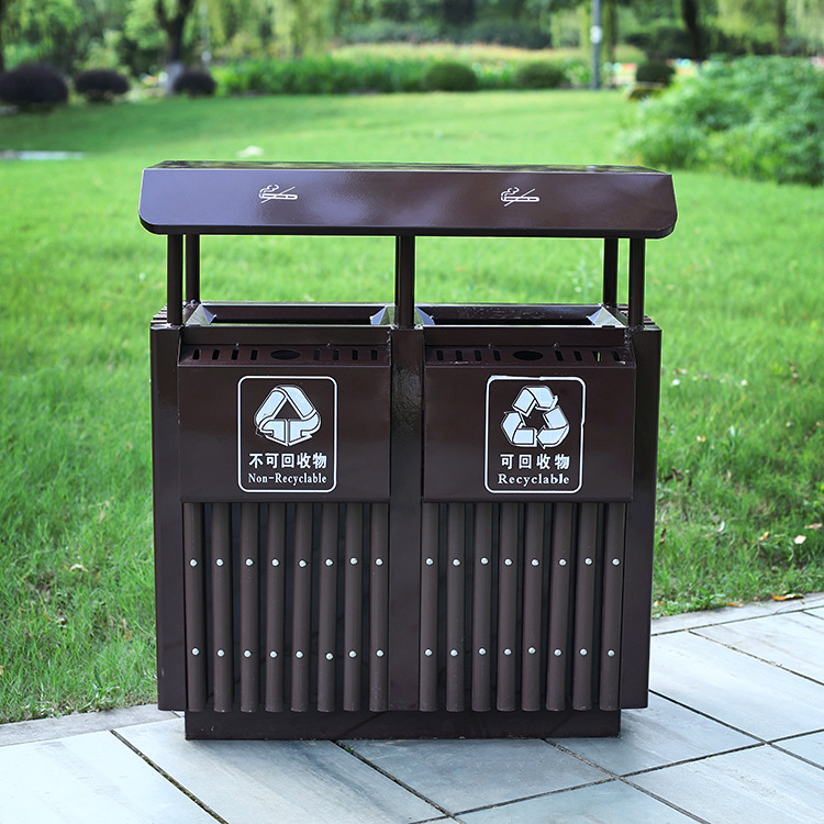 户外不锈钢垃圾桶大室外钢木桶市政景区环卫小区公园物业果皮箱