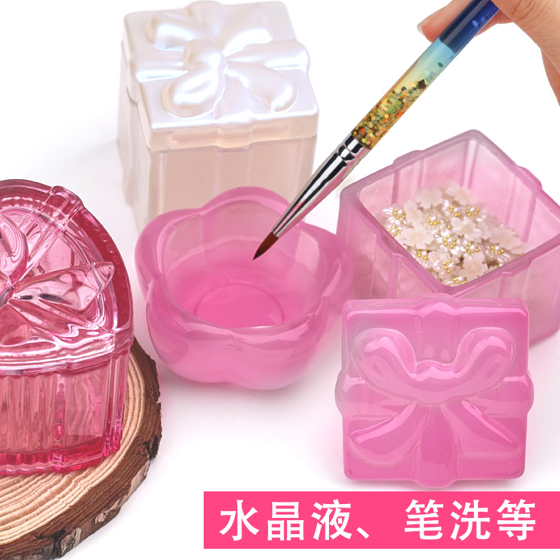 Nuevo tipo transfronterizo de alta calidad manicuría arco de cristal cuadrado taza de lavado de lápiz taza de cristal líquido taza de cristal