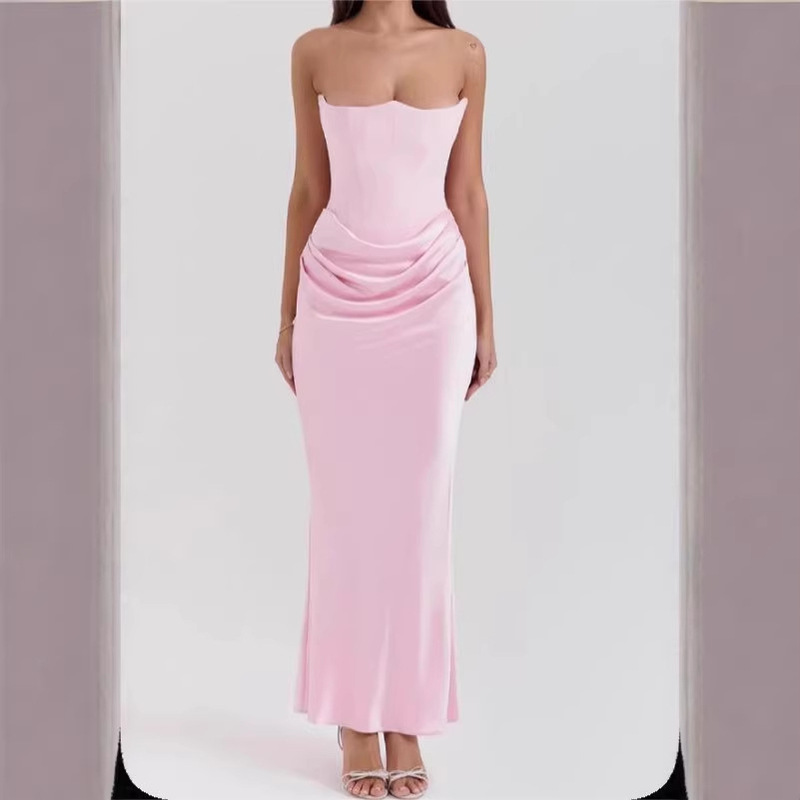 2025 Cross-Border Amazon European and American Summer New Sleeveless Women's Fashion Tube Top Sexy Backless Slim Evening Dress 2025 Cross-Border Amazon European and American Summer New Sleeveless Women's Fashion Tube Top Sexy Backless Slim Evening Dress