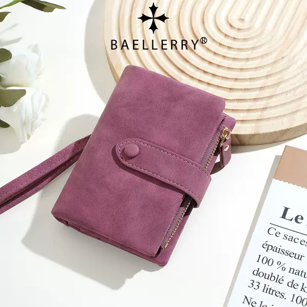 New Style Women's Short Wallet, High-End Korean Style Snap-Button Zipper, Multi-Card Slot Wallet, Fashionable Compact Coin Purse for Women