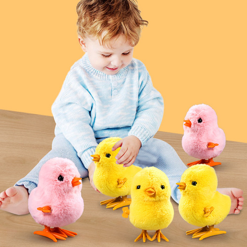 Lejier wind-up toy little yellow chicken plush jumping duck rabbit kangaroo wind-up small animal kindergarten gift