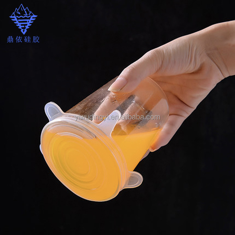 Grado alimenticio anti-olor estirable redondo de silicona cubierta de mantenimiento fresco Juego de 6 piezas cocina portátil tapa sellada tapa del Tazón de taza