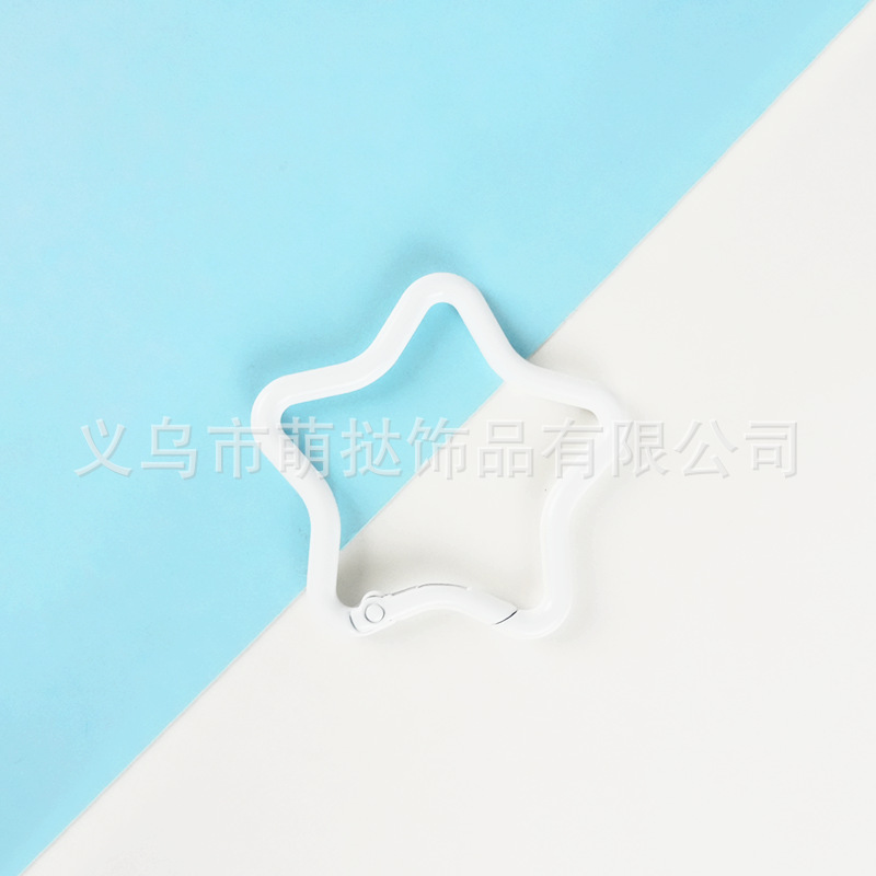 马卡龙彩色烤漆合金五角星钥匙扣糖果色背包外挂挂钩diy饰品配件|undefined