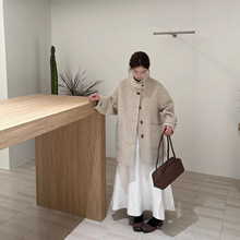 2025秋冬新款中长款立领双面羊毛大衣外套女宽松