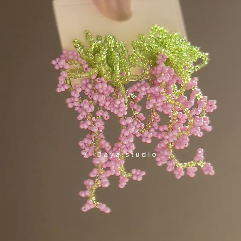 夏日蓝色花朵流苏耳环2025新款绝美夸张海边度假风耳饰夏天耳环|undefined