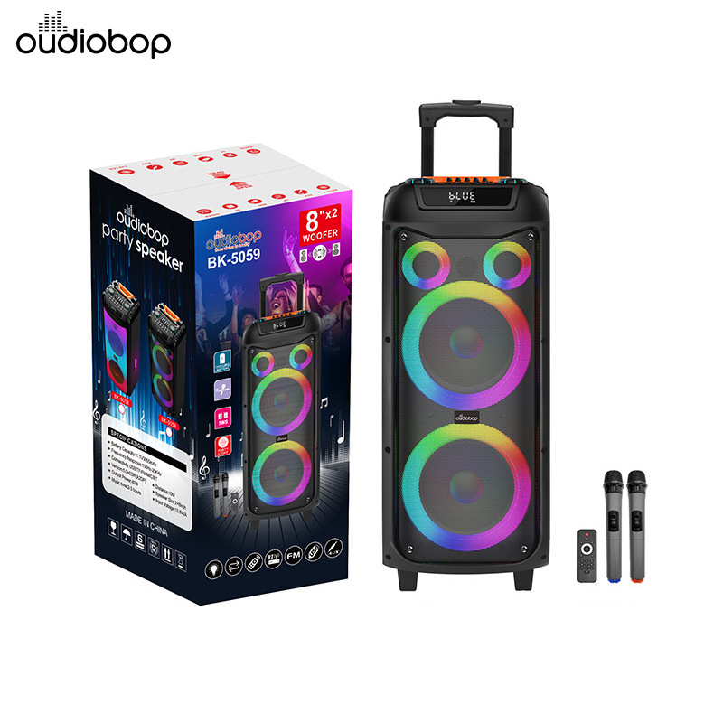 BK-5058双8インチ木製無線bluetoothスピーカー屋外k歌タイロッド広場舞音響サブウーファー家庭用|undefined