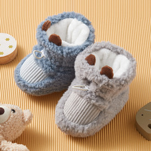 0-2歲新生嬰兒嬰兒秋冬加厚鞋子保暖防掉軟底寶寶學步棉鞋不掉跟