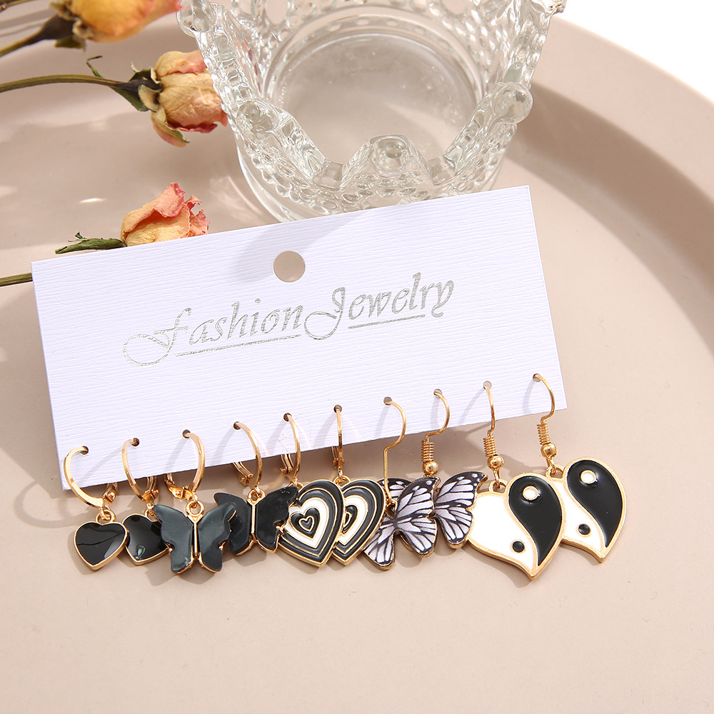 Sweet Gossip Heart Shape Butterfly Alloy Enamel Plating Drop Earrings