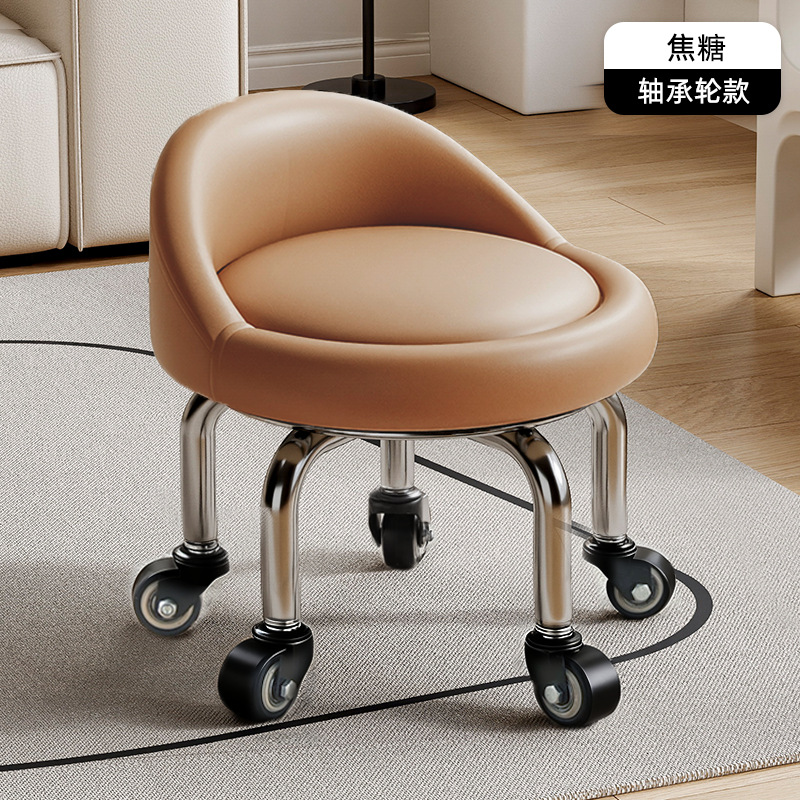 Rueda universal taburete pequeño polea doméstica taburete redondo pedicura banquete baños bajos banquetes para bebés banquetes de cambio de zapatos silenciosos multifuncionales