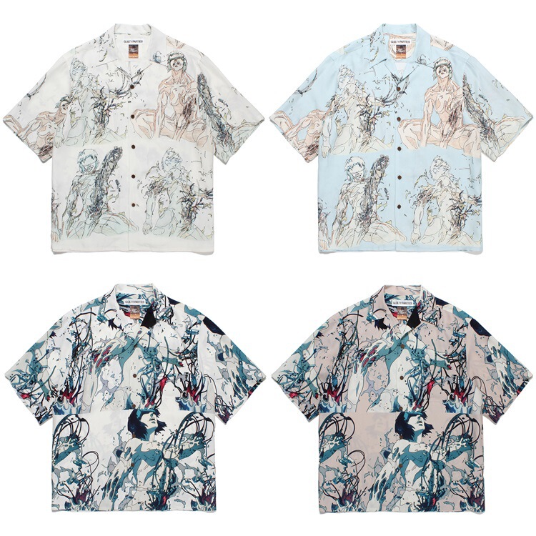 GUILTYPARTIES TIGER 23SS attack Shell mobile team joint-name printed Hawaiian short-sleeved shirt for men