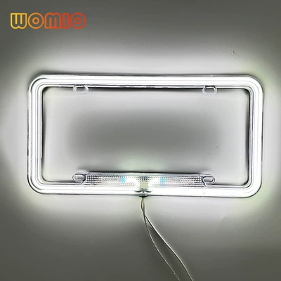Factory direct supply cross-border car license plate frame neon tube license plate light frame American specification license plate frame (License plate holder/license plate holder) - white