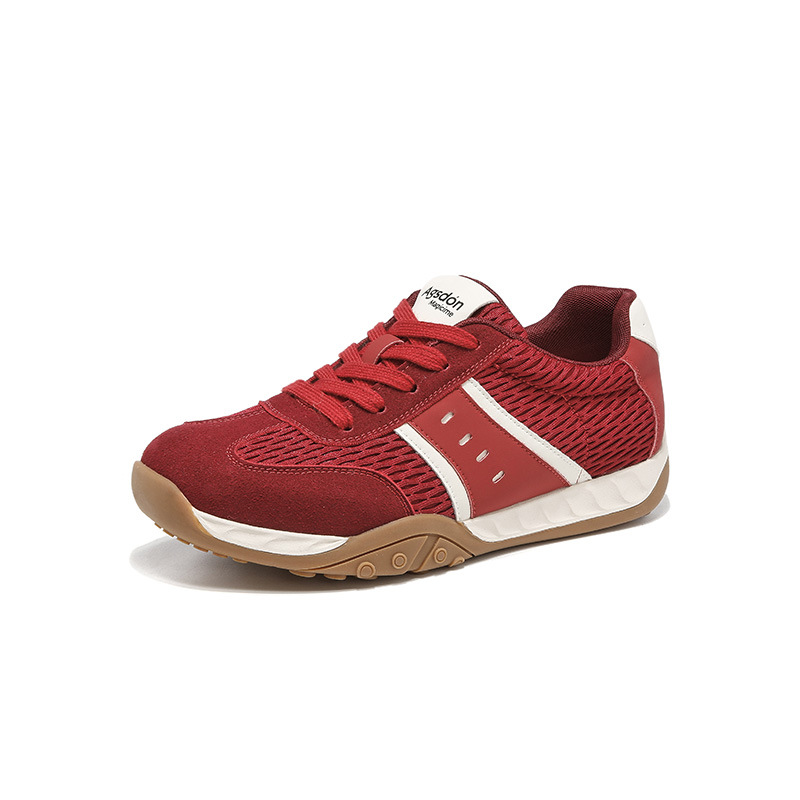 Zapatos de entrenamiento rojos para mujeres 2025 nuevos zapatos deportivos ligeros de otoño con suela gruesa, zapatos casuales retro