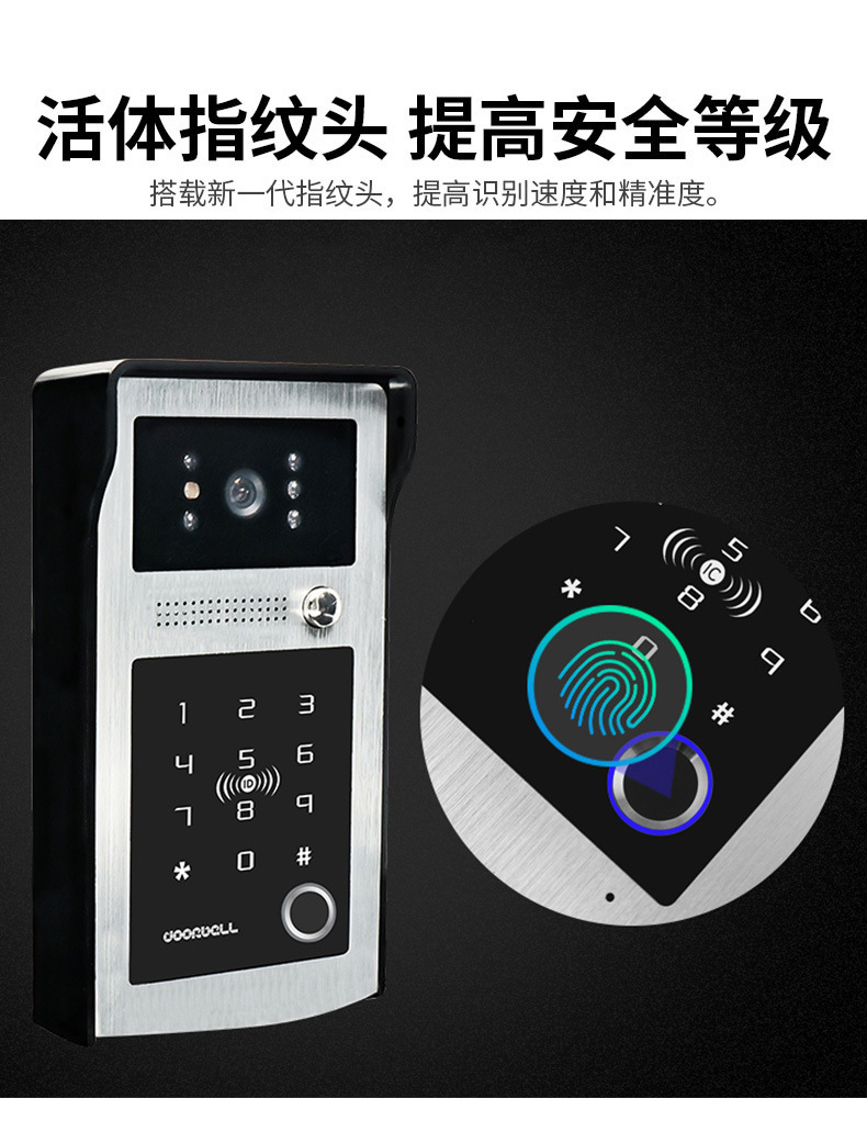 9寸别墅室内高清可视对讲指纹密码IC刷卡门禁机智能监控系统wifi详情12