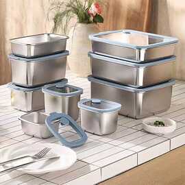 316L不锈钢保鲜盒玻璃盖水果便当盒家用冰箱冷冻盒上班族保温饭盒