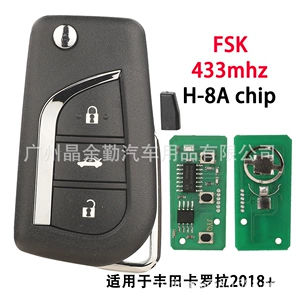 Toyota Corolla 3 düyməli qatlanan pult açar FSK 433mhz Va2 H-8Achip üçün