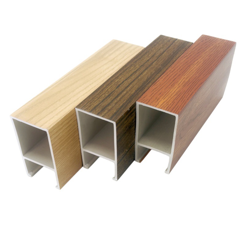 Transfronterizo techo de madera de plástico rejilla de viga falsa puerta de entrada en forma de U cuadrada de madera cuadrada ecológica techo de madera