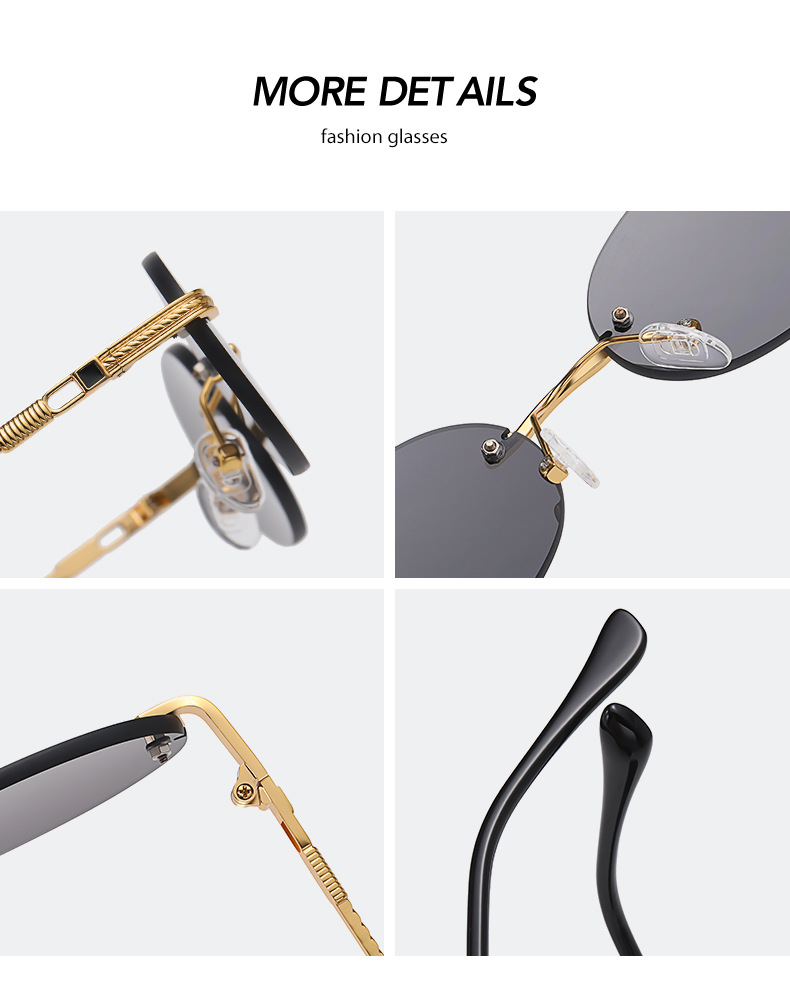 40g Weight Frameless Glasses Structure Sunglasses Classification Ac, UV400 Protection Lens Material Oval Frame Glasses Style Outdoor, Travel Occasion Solid Color Pattern All Seasons Season Unisex Gender Simple Style, Classic Style Style Simple Style Classic Style Solid Color Ac UV400 Protection Oval Frame Frameless Women's Sunglasses 18