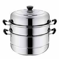 Stainless steel 2-4 tier steamer pot, thickened large-capacity, gas/induction compatible, multi-layer