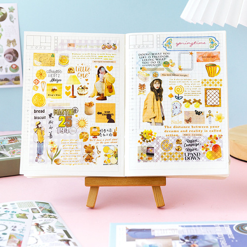 Message, Sanskrit poems and dreams, 50 boxed stickers, 6 cute retro ins handbook collages and paper materials