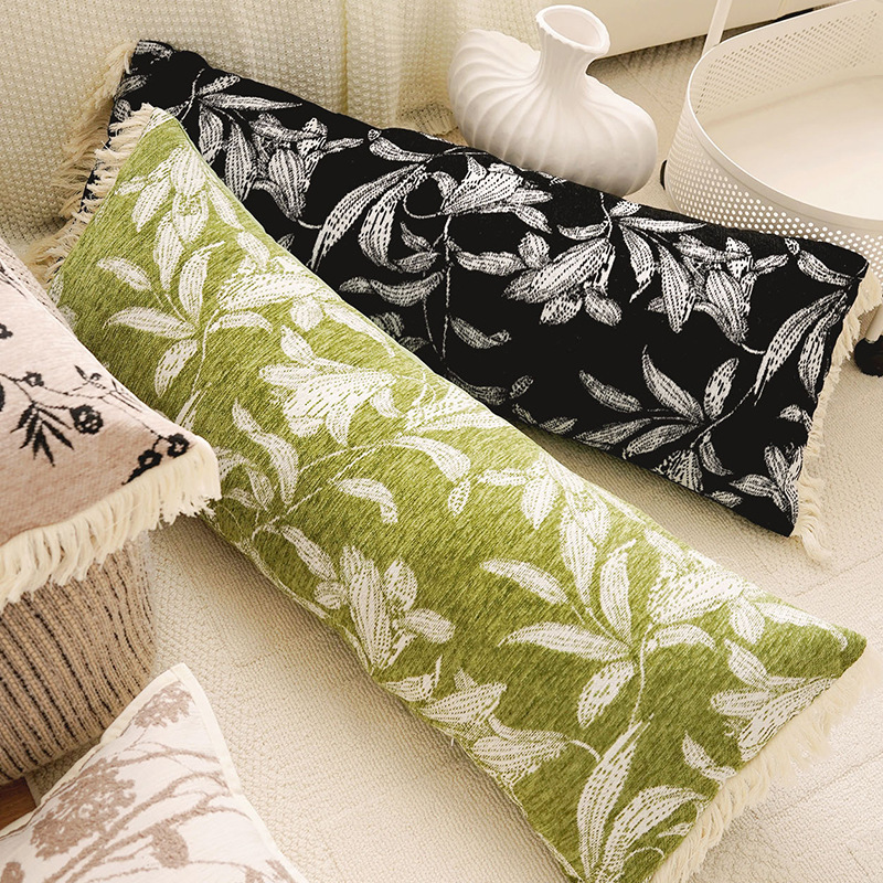 Cojín de cama larga marroquí, almohada lumbar, sofá de sala de estar estilo retro Maillard, funda de almohada con flecos largos, con núcleo image 5